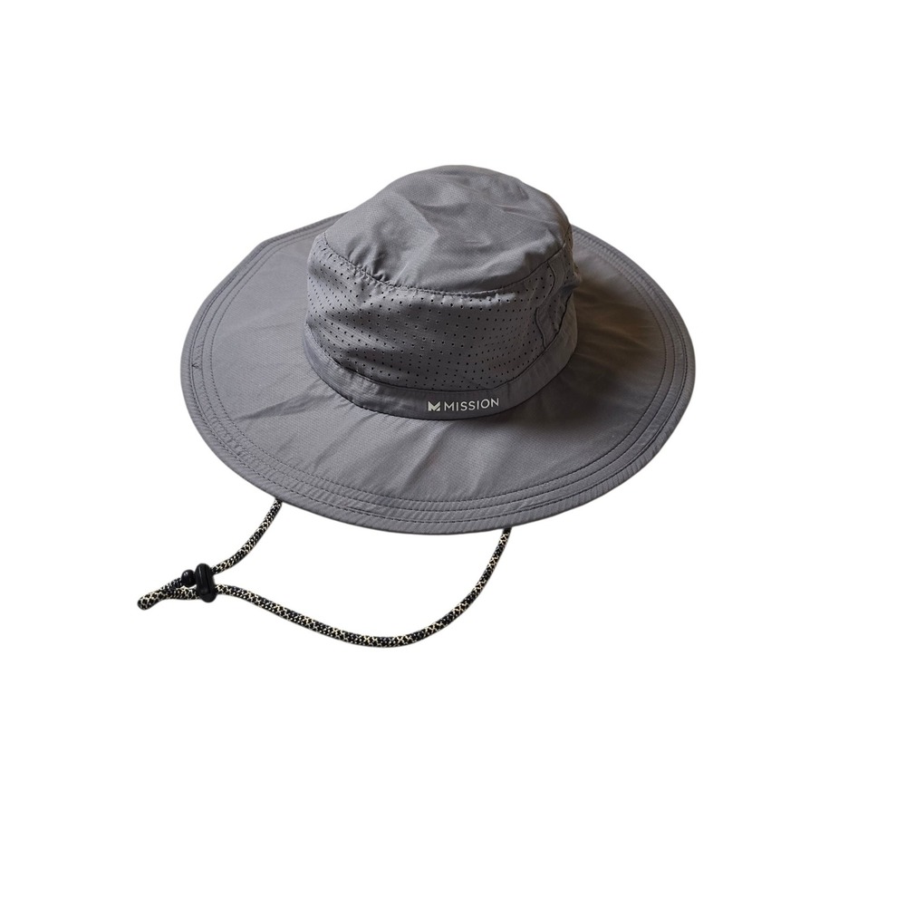 Mission Cooling Bucket Hat Gray Adjustable Wide Brim Sun Hat Hiking Fishing